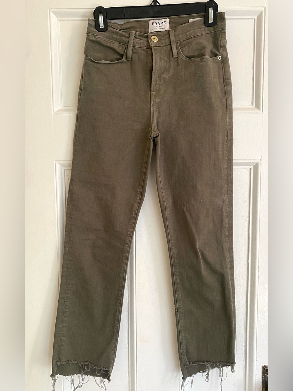 Frame Denim Khaki ‘Le High’ Straight Leg Cropped Jeans - size 25
